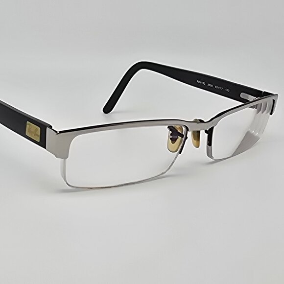 *SOLD* Ray-Ban RB6182 2509 Silver on Black Semi-Rimless Eyeglasses Frame w/ Case - Picture 7 of 15